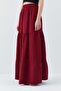 4567 Women's Ruffled Long Muslin Skirt Burgundy - 5