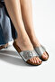 Silver Single Buckle Slippers