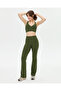 Khaki High Waist Organic Cotton Flared Leg Leggings - 7