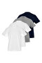 Men's Crew Neck 100% Cotton 4-Piece Basic T-Shirt Pack (2 White 1 Gray 1 Navy Blue)