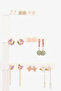 Blumen Goldfarbenes Ohrring-Set