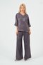 Women's Satin Suit Shiny Satin Pants Blouse - 3