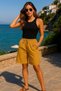 Women's High Waist Pocket Lace-Up Double Pocket Flap Casual Orange Shorts - Summer Casual Oversized Shorts - 7