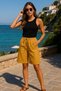 Women's High Waist Pocket Lace-Up Double Pocket Flap Casual Orange Shorts - Summer Casual Oversized Shorts - 3