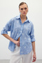 Casual Embroidered Shirt - Baby Blue - 2