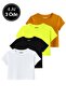 Women's 4 Pack Oversize Crop T-Shirt 100% Cotton Crew Neck T-Shirt