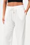 Women's Black Linen Trousers with Elastic Waist - 5