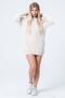 Beige Long Sweatshirt Dress Tunic Long Sleeve Side Pocket