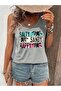 Printed Women's Hollow Neck T-Shirt - 5