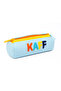 01109 Ice Blue Three Eyes Colorful Zipper Waterproof Bondit Fabric Plush Printed Pencil Case Pen Holder - 2