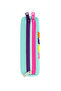01109 Mint Green Three-Eye Colorful Zipper Waterproof Bondit Fabric Plush Printed Pencil Case Pen Holder - 5