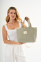 Matcha Latte Waxed Canvas Waterproof Shoulder Hand Bag High School and College School Bag(En:28 Size:25)