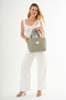 Matcha Latte Waxed Canvas Waterproof Shoulder Hand Bag High School and College School Bag(En:28 Size:25) - 5