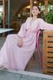 Women's Floral Printed Long Cotton White Muslin Dress