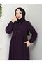 Casual Hajj and Umrah Ferace with Drawstring Sleeves and Waist and Stone Detail