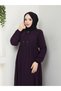 Casual Hajj and Umrah Ferace with Drawstring Sleeves and Waist and Stone Detail - 4