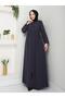 Casual Hajj and Umrah Ferace with Drawstring Sleeves and Waist and Stone Detail - 5