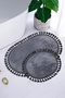 سجادة حمام بيضاوية الشكل من LunaSoft Anthracite مع شراشيب مزدوجة وقاعدة مضادة للانزلاق فاخرة وناعمة وقابلة للغسل وحديثة
