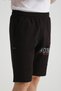 Premium Men's Shorts Black Print Detailed Zipper Pocket Detailed Regular Fit - 3