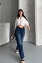 Women's Palazzo Jeans Back Pocket Detail Snow Wash Dark Blue 4007 - 2