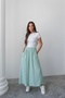 Wide Cut Flared Double Crepe Trouser Skirt with Elastic Waist - Water Green - 4