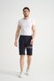 Premium Men's Shorts Light Navy Blue Print Detailed Zipper Pocket Detailed Regular Fit - 2