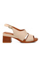 Beige Genuine Leather Women's Heeled Sandals - 3