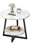 Round Coffee Table, Double Layer Sofa Side Table End Table, Imitation Marble Coffee Round Table Snac