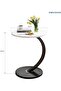 Side Table, C-shaped Coffee Table, Sofa End Table, Space-Saving Nightstand Bedside Table for - 4