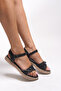 Elyslaerla Women's Sandals 0012174 Black Straw
