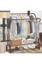 Hanging Garment Rack, Double-Rail Metal Heavy-duty Clothes Stand Rack Indoor Balcony Modern S - 7
