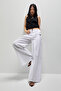 Women's White Color Palazzo Fit Linen Fabric Does Not Show Underwear Special Design Trousers