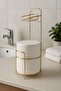 LUX GOLD Bathroom Toilet Paper Holder Trash Can Set Plastic Bucket 6 Liters Stainless Wire - 8