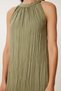 Summer Linen Dress with Wrinkle Effect Khaki Lgk0005 - 4