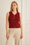 Burgundy Women's Ribbon Detailed Knitwear Vest - 3