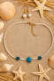 Handmade White Beaded Turquoise Star and Flower Detailed Necklace - 5