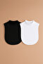 Women's White-Black 2-Piece Hijab Neck Collar Black and White Simit Undergarment Neck Collar Plain Model