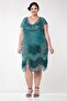Beatrice Fringe Flapper Dress in Teal - 6
