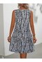 Women's Sleeveless Ring Detail Collar Wrap Fabric Dress (Coloured) - 5
