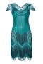 Beatrice Fringe Flapper Dress in Teal - 3