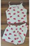 Women's Camisole Fabric, Heart Pattern, Strap, Shorts Set. - 4
