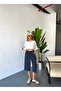 Women's Large Size High Waist Linen Look 100% Cotton Capri W203 - 5