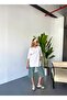 Women's Large Size High Waist Linen Look 100% Cotton Capri W203 - 5