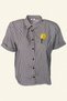 Yellow Flower Embroidered Black and White Striped Short Sleeve Oversize Shirt - 3