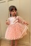 Powder Pink Floral Print Tulle Skirt and Three-Quarter Sleeve Tulle Dress for Baby Girl & Girl - Flower - 4