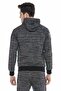 Men's Gray Melange Striped Hooded Jogger Tracksuit - 3