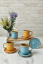Shizen Yellow / Turquoise Formart Coffee Set 8 Pieces 4 Person Q46-Q40 - 3
