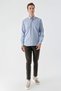 Men's Blue Trend Striped Pattern Button Collar Regular Fit Shirt - 6