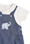 Elephant Embroidered Detail Baby Boy Overall Set - 6