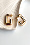 Women's Gold Color Vip Rectangular Model Stainless Steel Earrings – Tarnish-Free & Stylish Design - 7